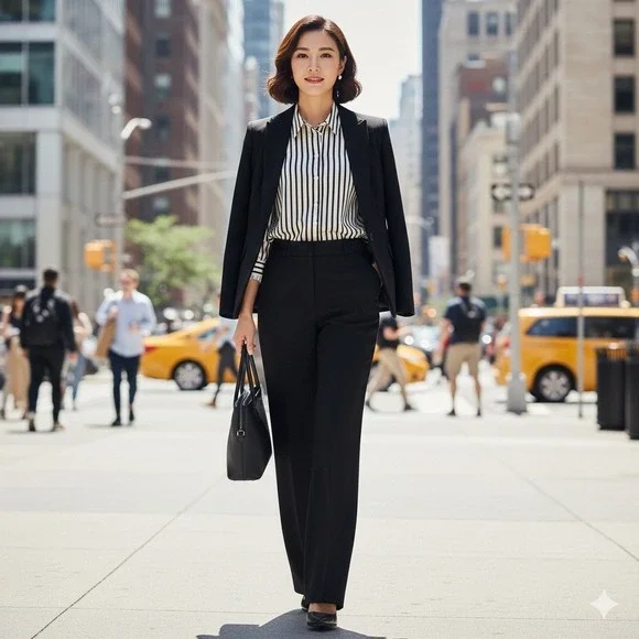 Career Striped Button Down Blouse Womens Large Office Minimalist Preppy Academia - Picture 3 of 10